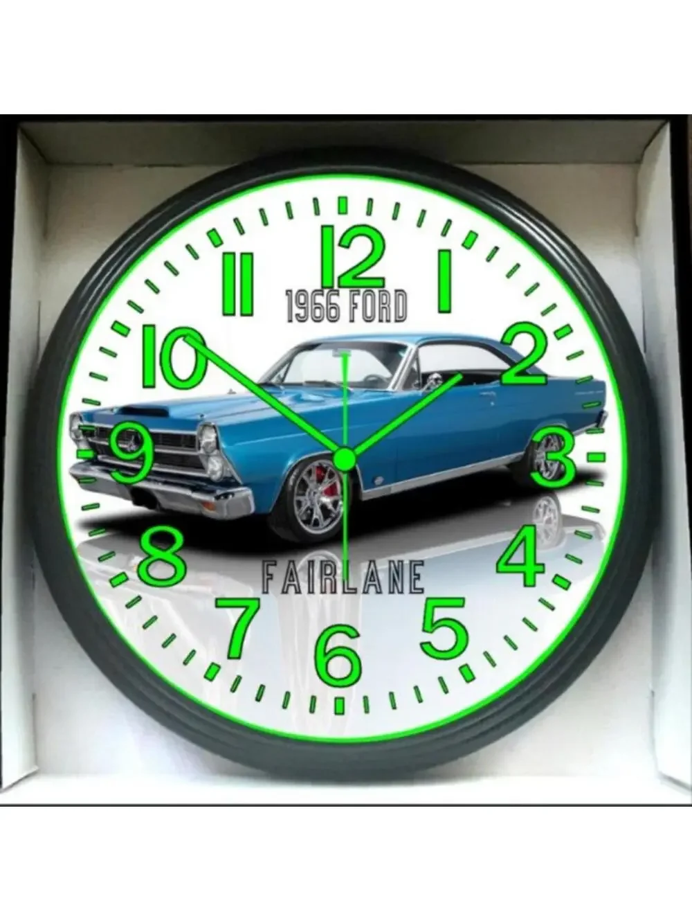 1966 Ford Fairlane Glow In The Dark Wall Clock New!